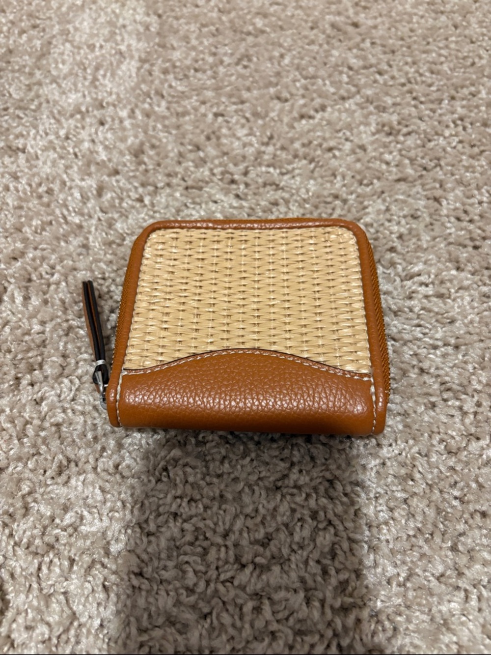 Vera Bradley Tan and Natural Woven Zip Wallet